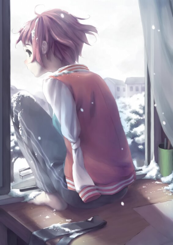 Anime girl watching snow