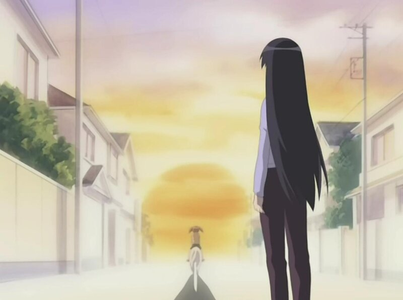 anime girl watching sunset