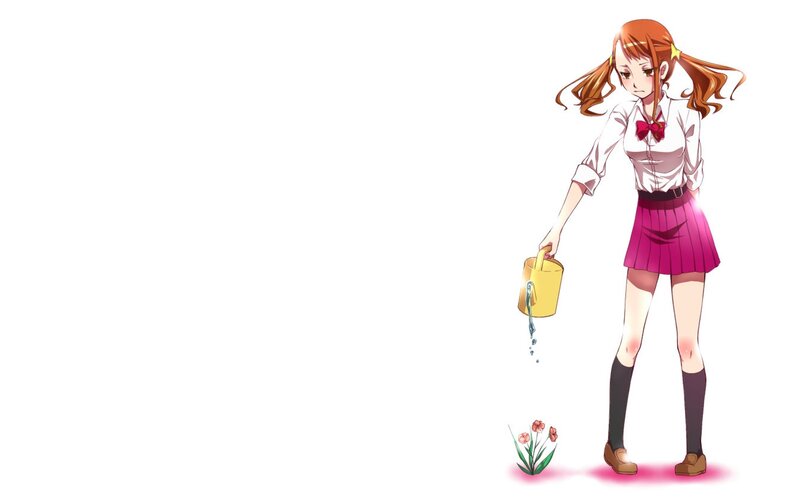 anime girl watering flowers