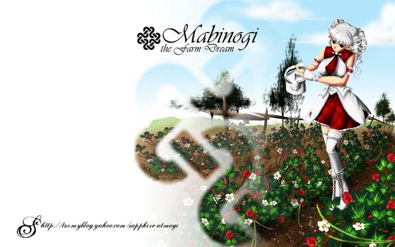 Anime Girl Watering Plants — Green, Serene, Afternoon