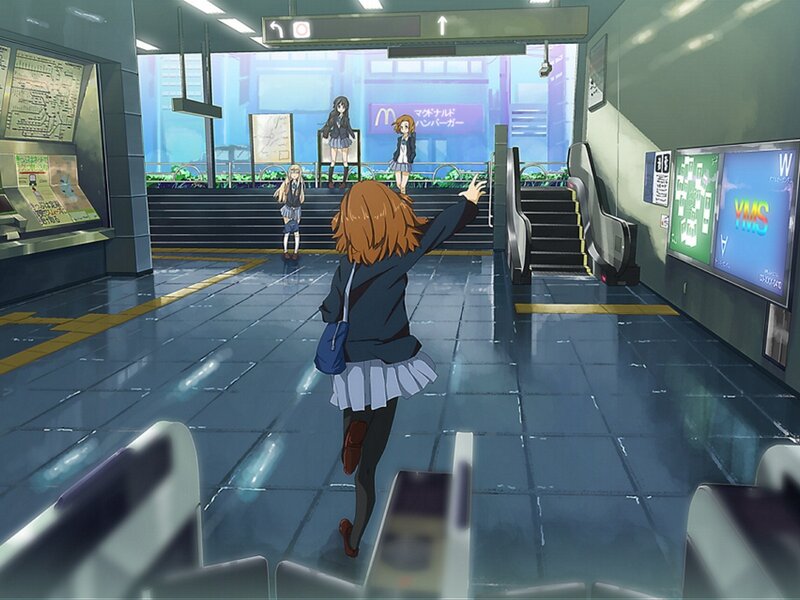 Anime Girl Waving — Blue