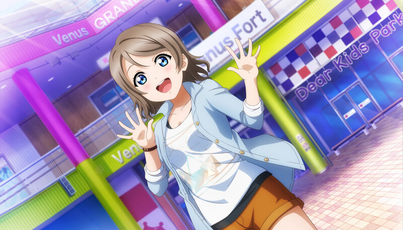Anime Girl Waving Hands — Blue