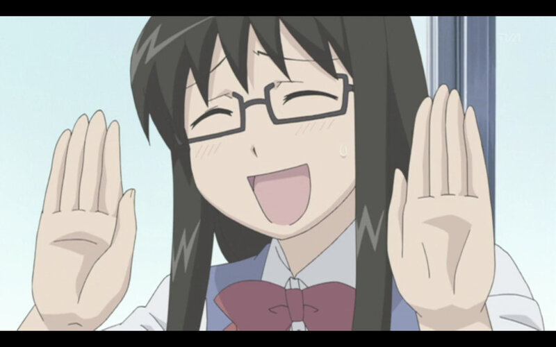 anime girl waving hands