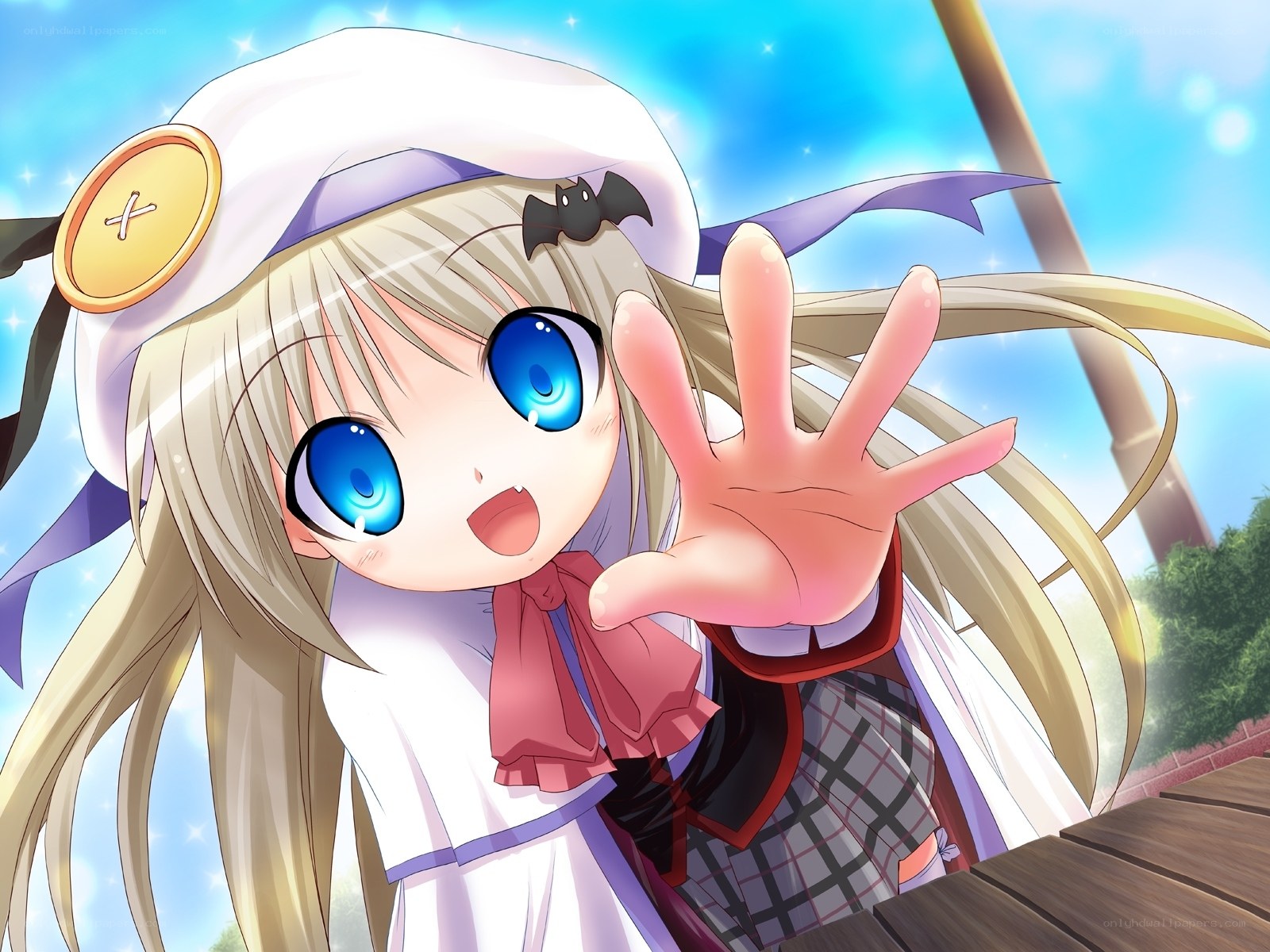 anime girl waving hello