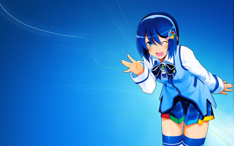 anime girl waving hello