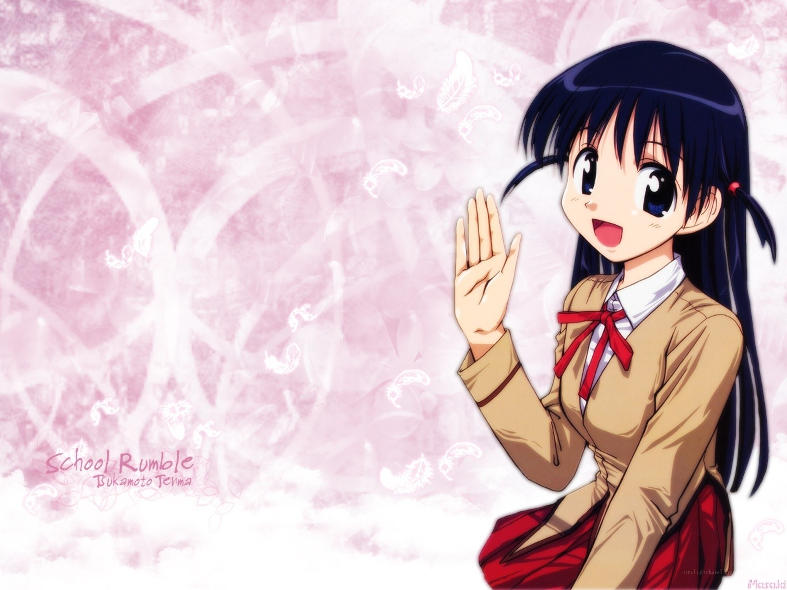anime girl waving hello