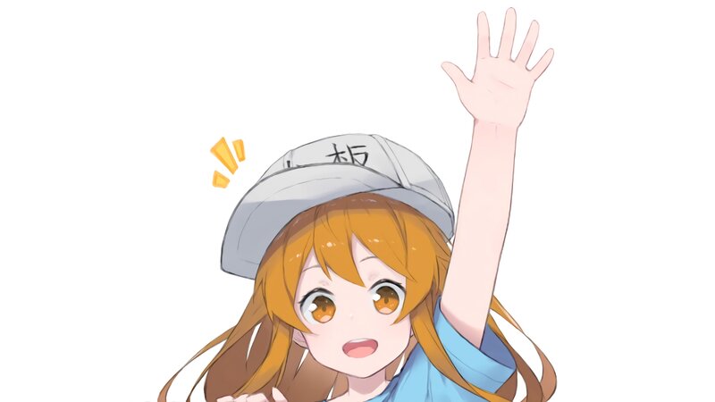 Anime Girl Waving — Orange