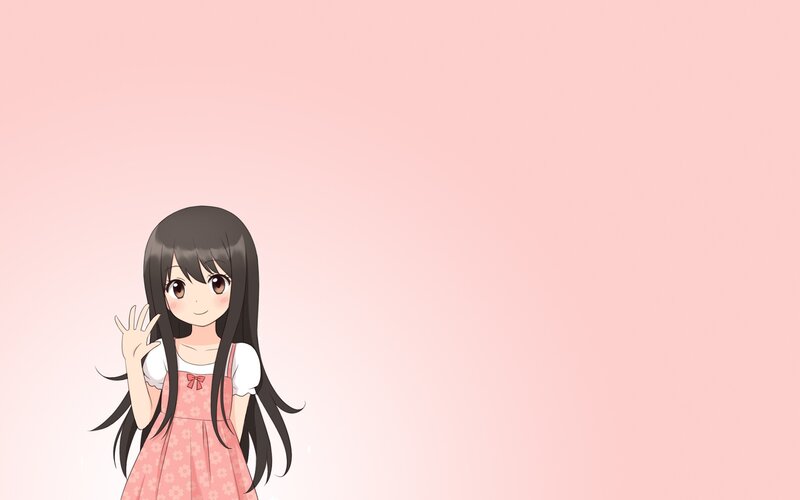 Anime Girl Waving — Pink, Calm