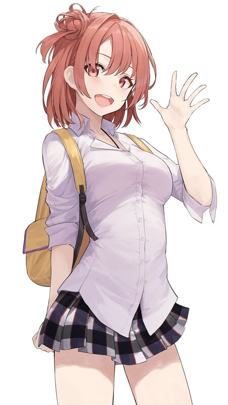 Anime Girl Waving — Pink, Cheerful, Backpack