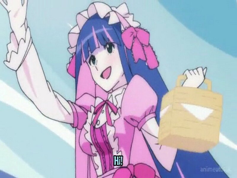 Anime Girl Waving — Pink, Cheerful
