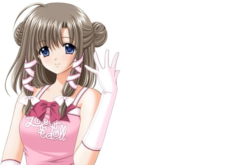 Anime Girl Waving — Pink