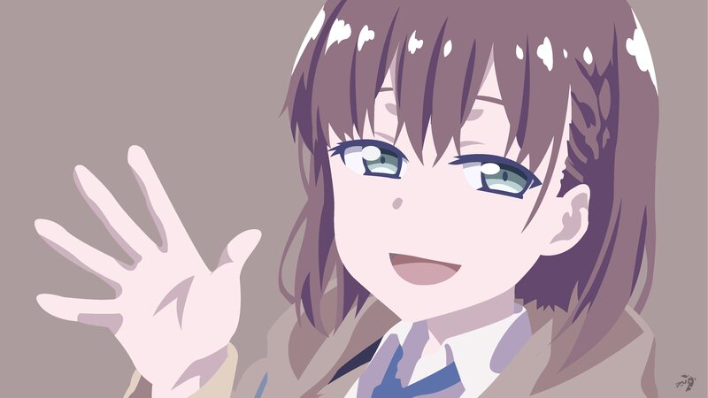 Anime Girl Waving — Purple, Friendly