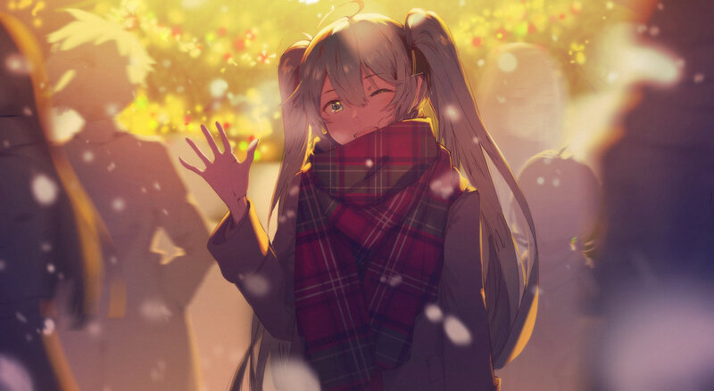 Anime Girl Waving Scarf