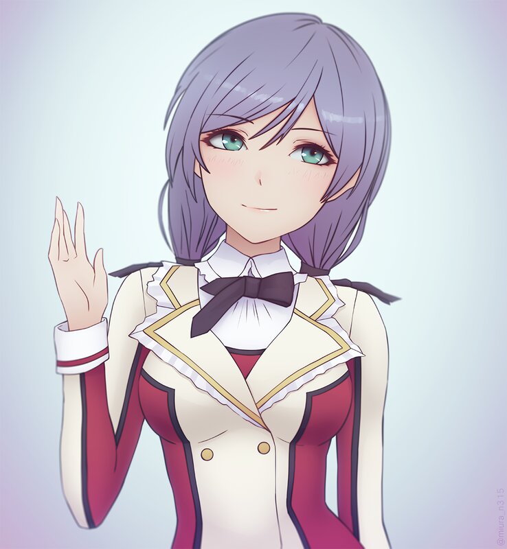 Anime Girl Waving — White
