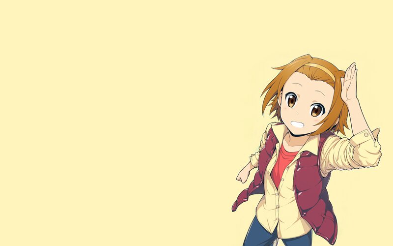 Anime Girl Waving — Yellow