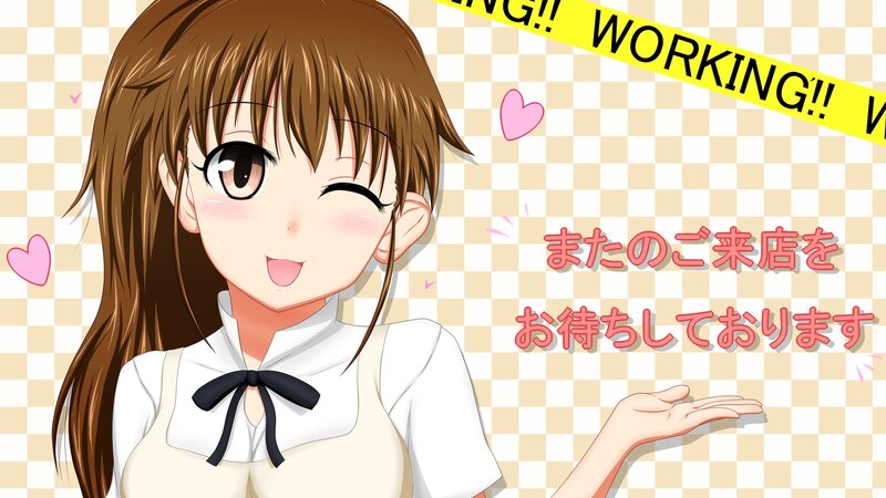 Anime girl welcoming customers