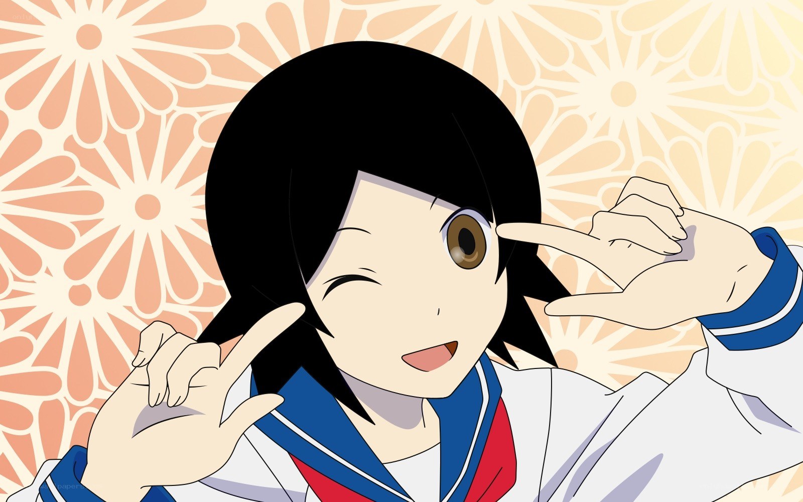 anime girl winking and posing