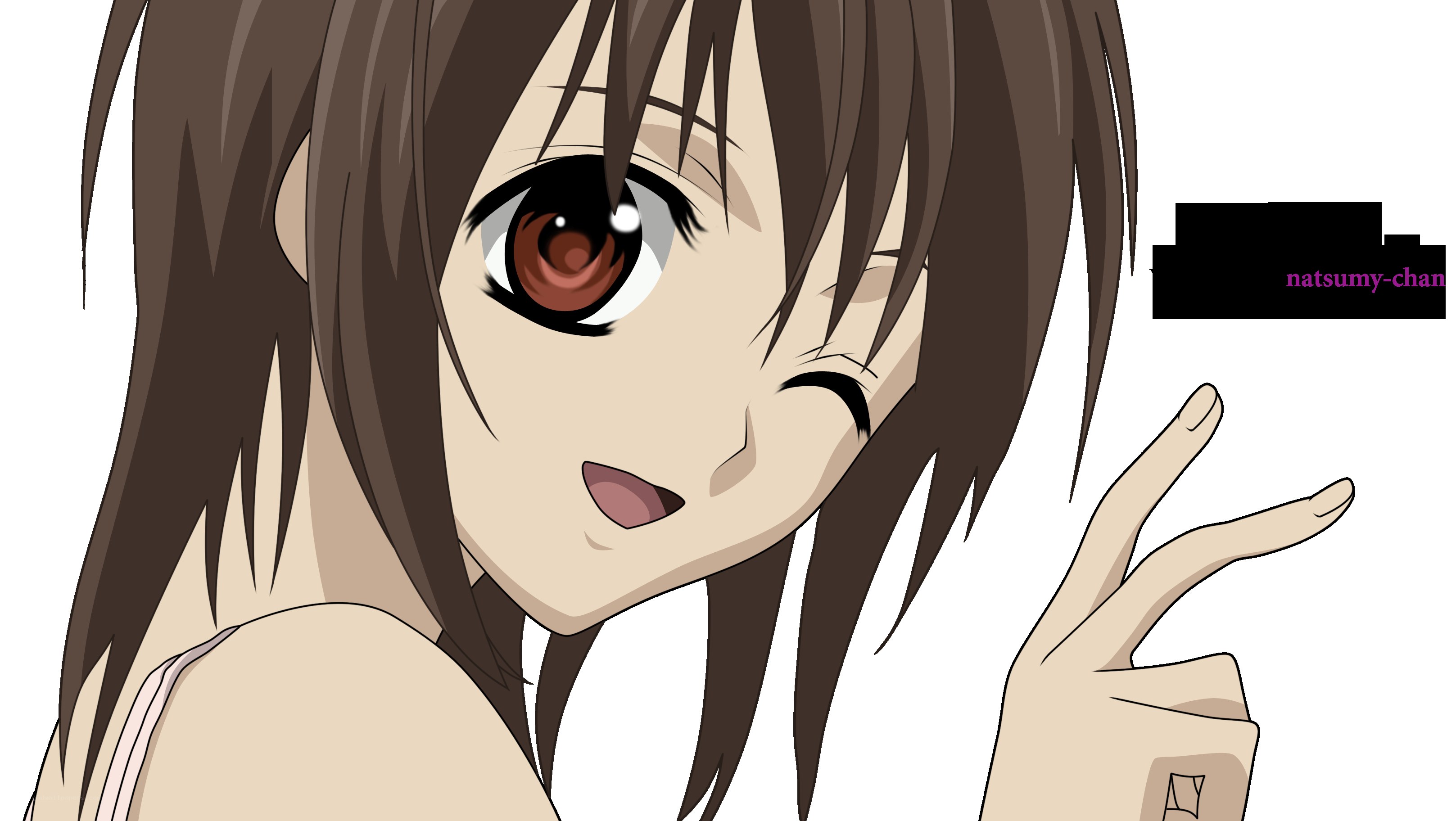 anime girl winking and waving