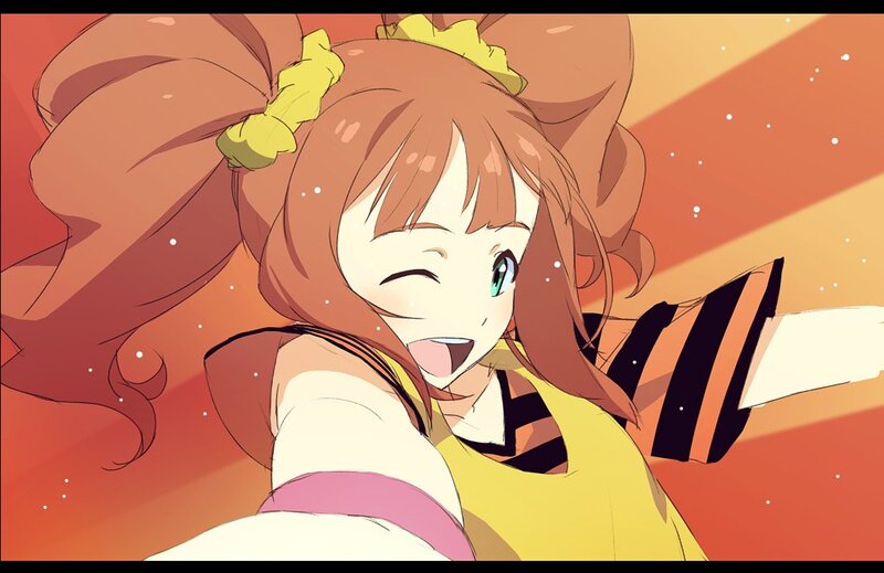 anime girl winking at camera