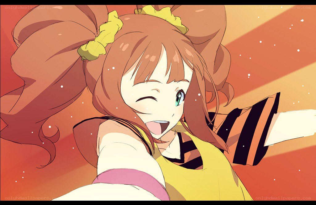 anime girl winking at camera
