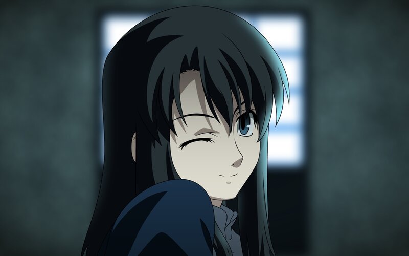 Anime Girl Winking — Black, Calm