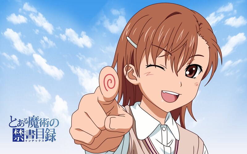 Anime Girl Winking — Blue, Cheerful