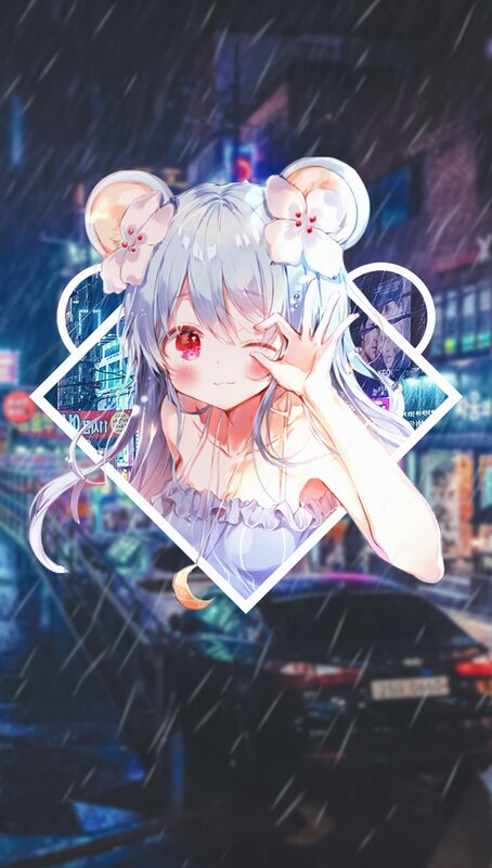 Anime Girl Winking — Blue, Dreamy