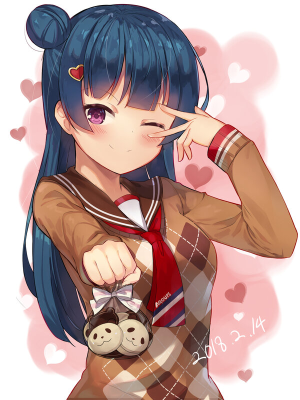 Anime Girl Winking — Blue, Playful, Digital Art