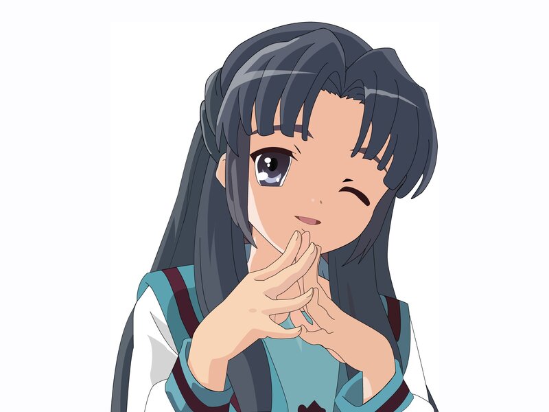 Anime Girl Winking — Blue, Playful, School Uniform