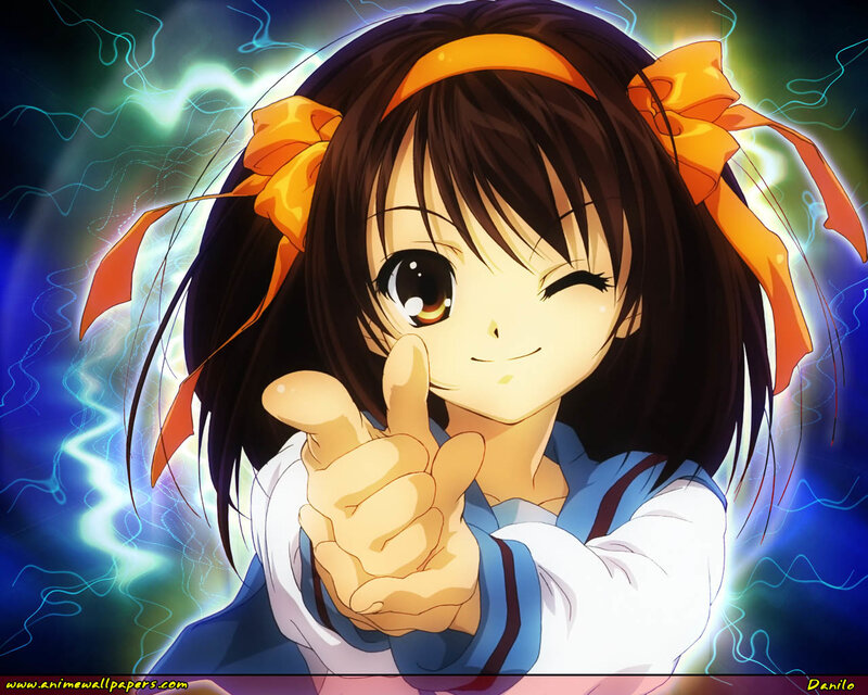 Anime Girl Winking — Blue
