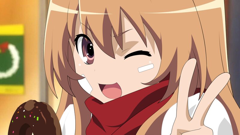 Anime Girl Winking — Brown, Playful, Donut