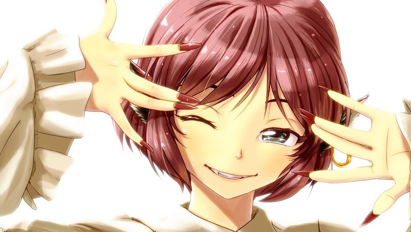 Anime Girl Winking — Brown, Playful, Long Nails
