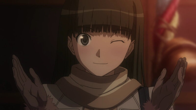 Anime Girl Winking — Brown, Playful, Scarf