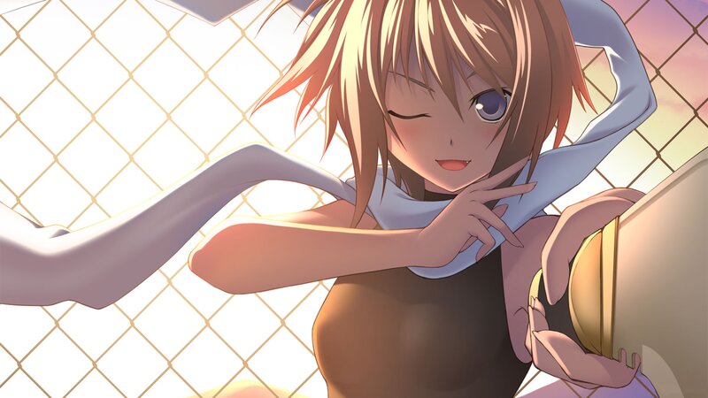 Anime Girl Winking — Brown, Playful, Sunset
