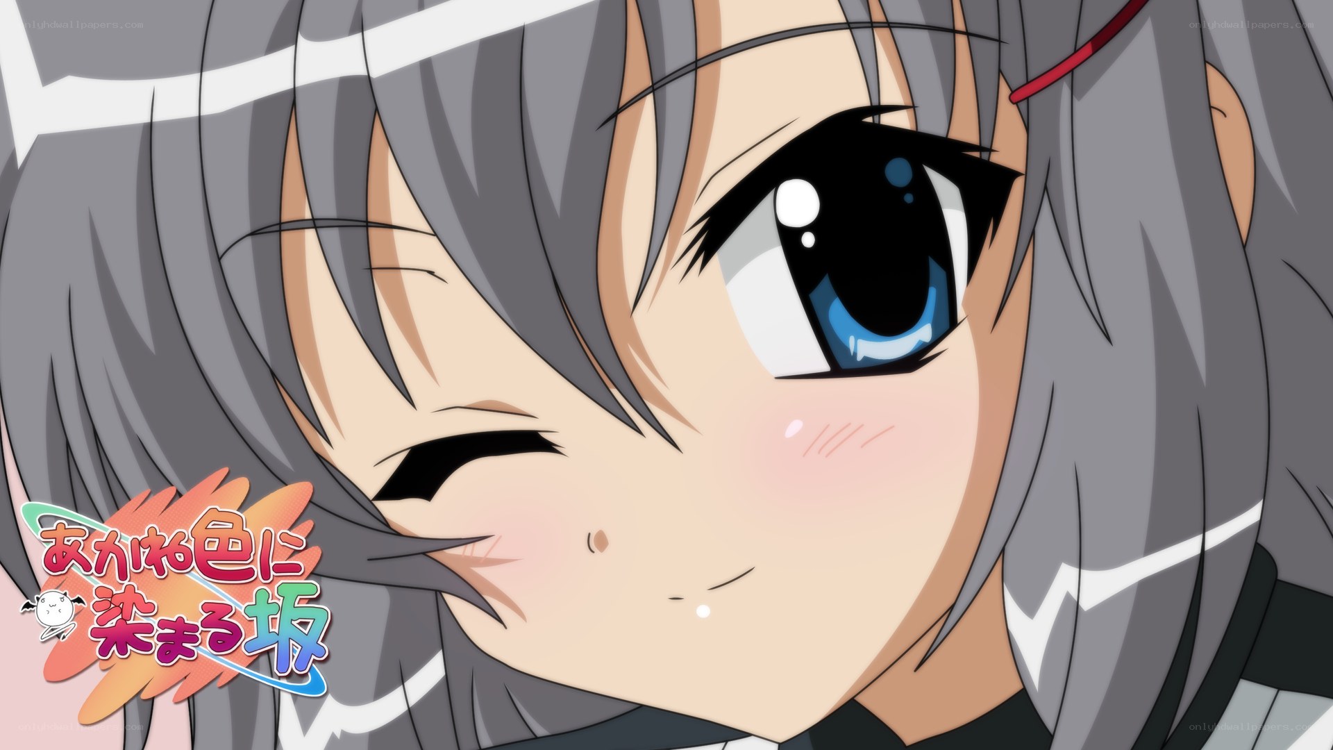 Anime girl winking close-up