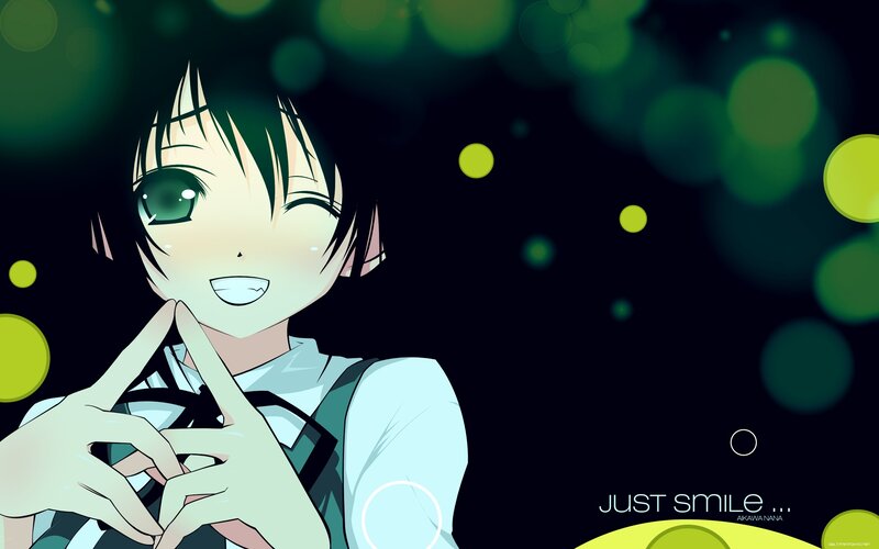 Anime Girl Winking — Green, Playful