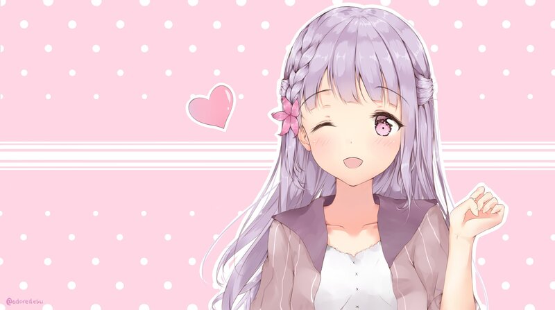 Anime Girl Winking — Pink, Playful, Heart