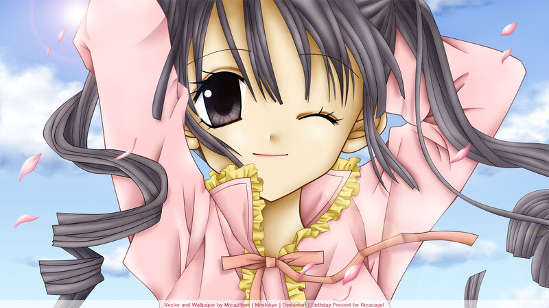 Anime Girl Winking — Pink, Playful, Spring