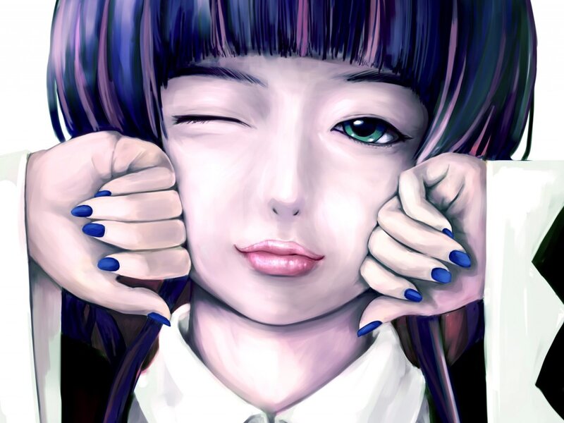 Anime Girl Winking — Purple