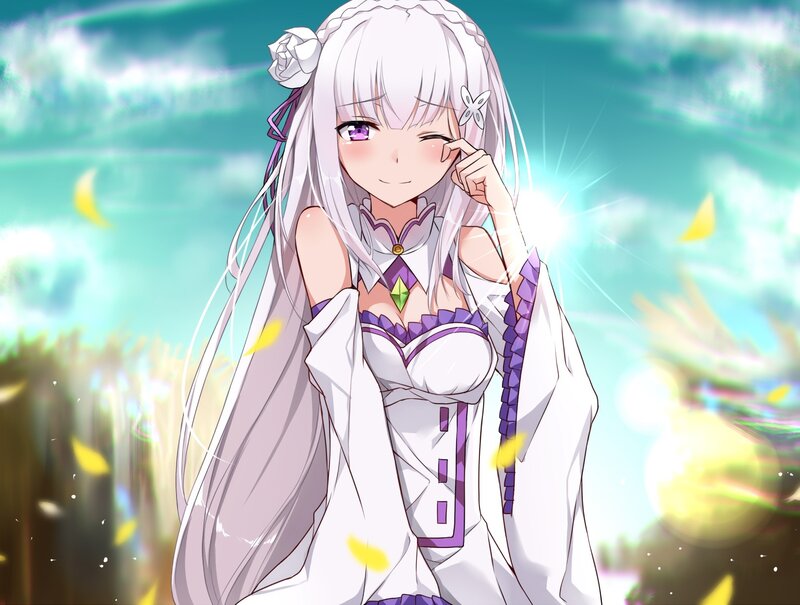 Anime Girl Winking — White, Playful, Afternoon