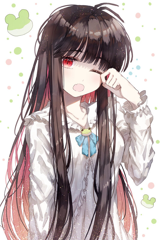 Anime Girl Winking — White, Playful, Digital Art