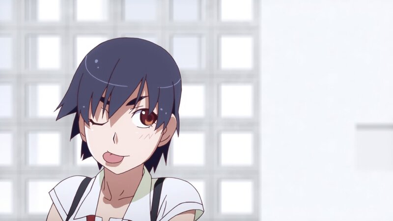 Anime Girl Winking — White, Playful, Window