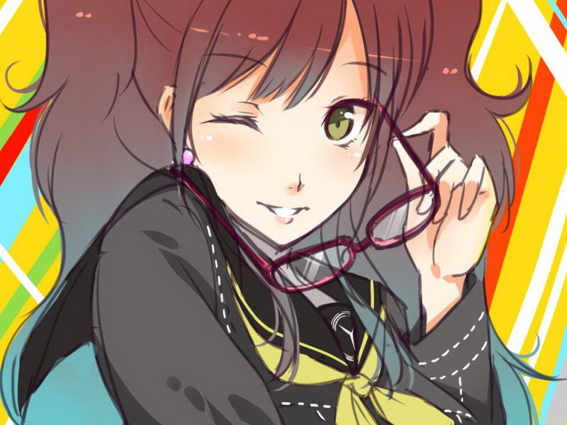Anime Girl Winking — Yellow