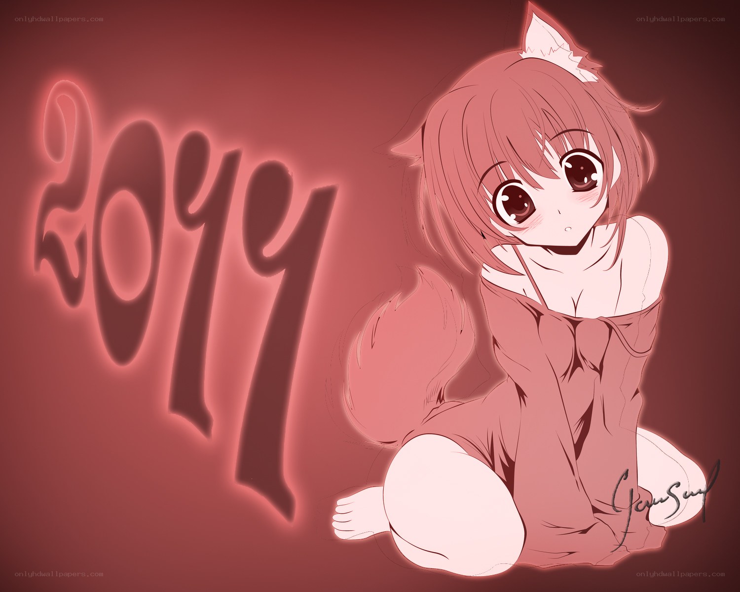 anime girl with 2019 text