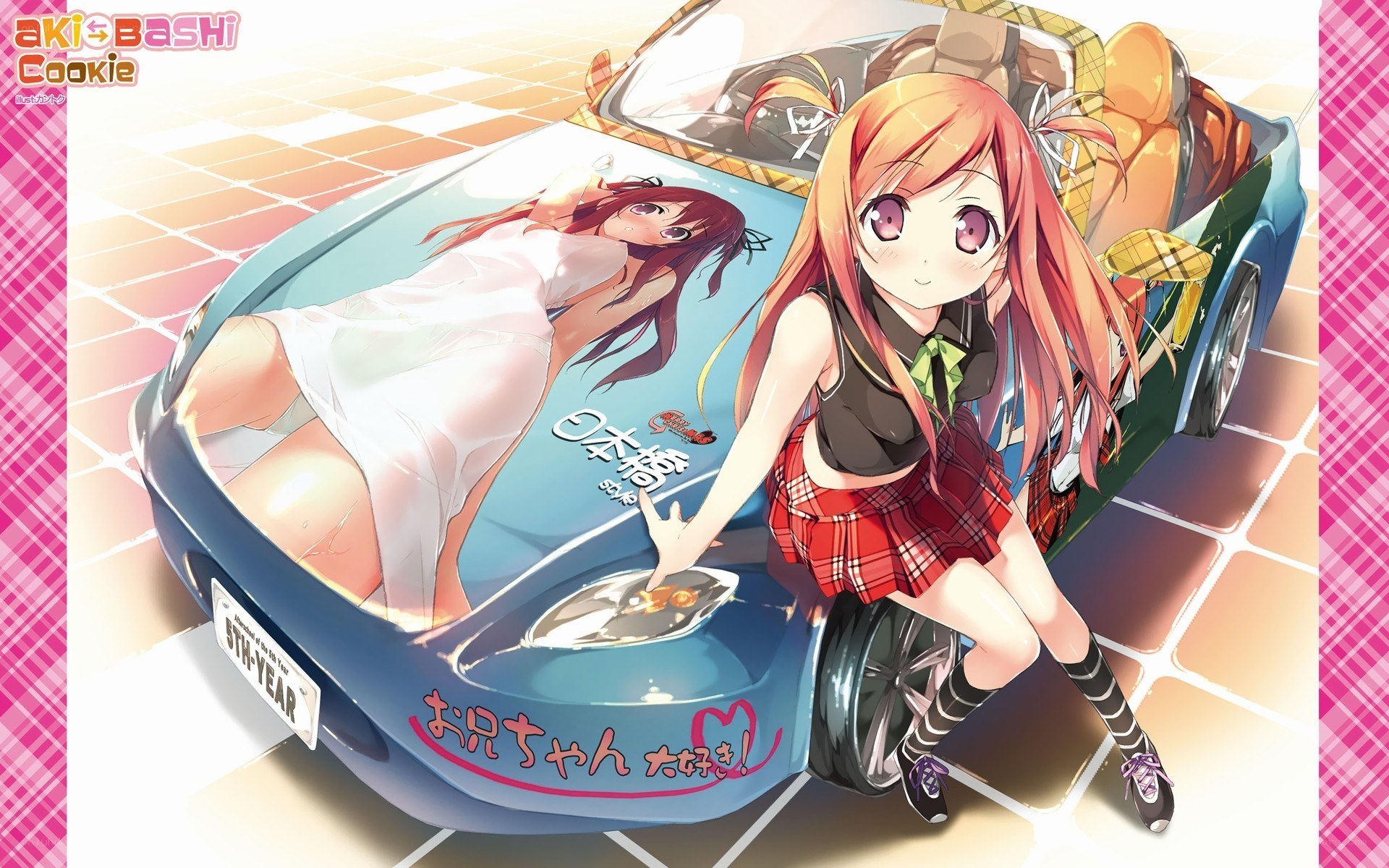 Anime girl with a car