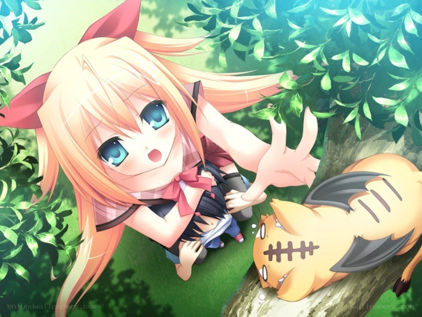 Anime girl with a creature