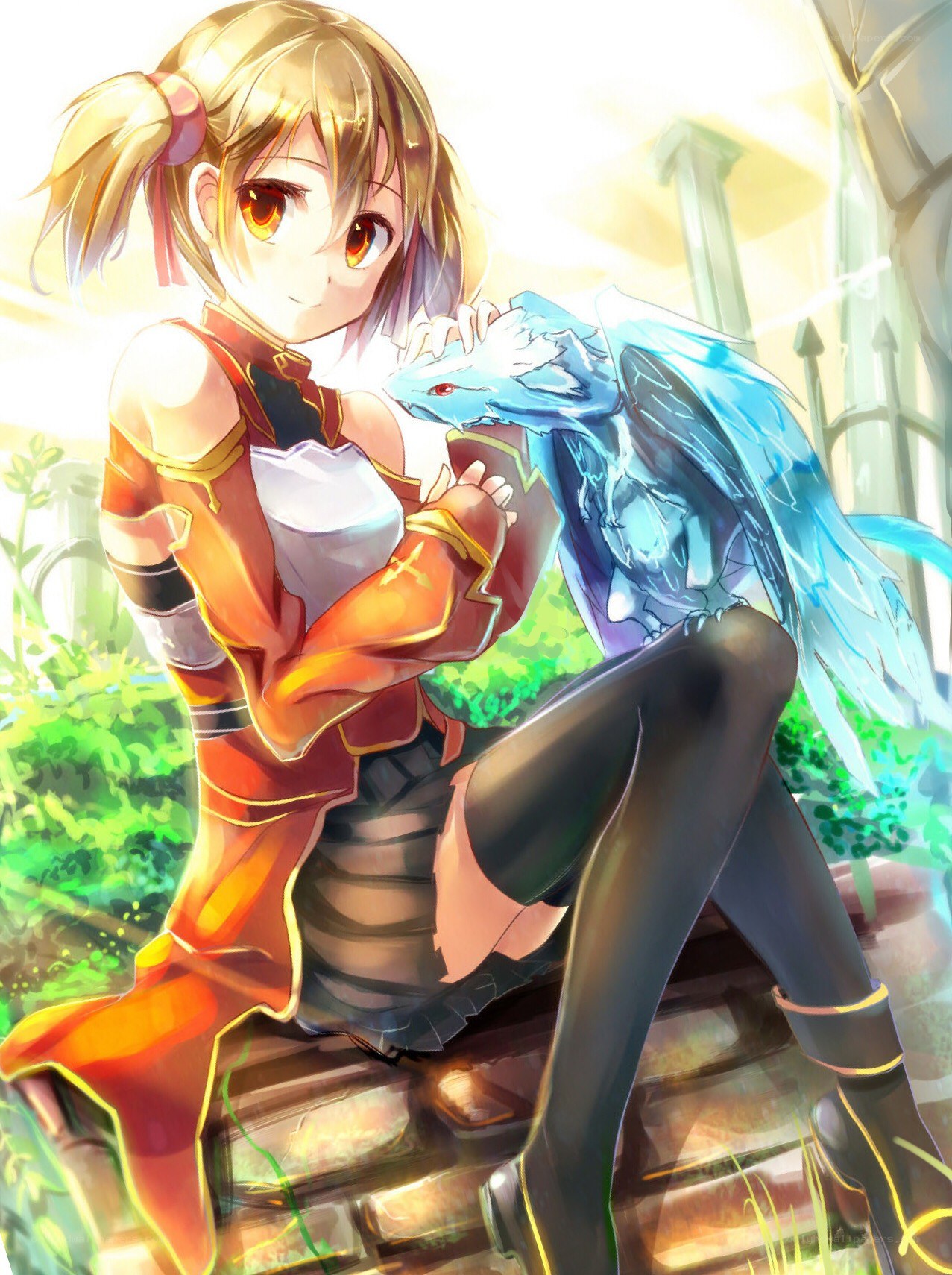 Anime girl with a dragon