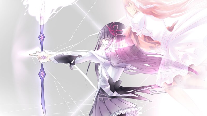 Anime girl with a glowing staff