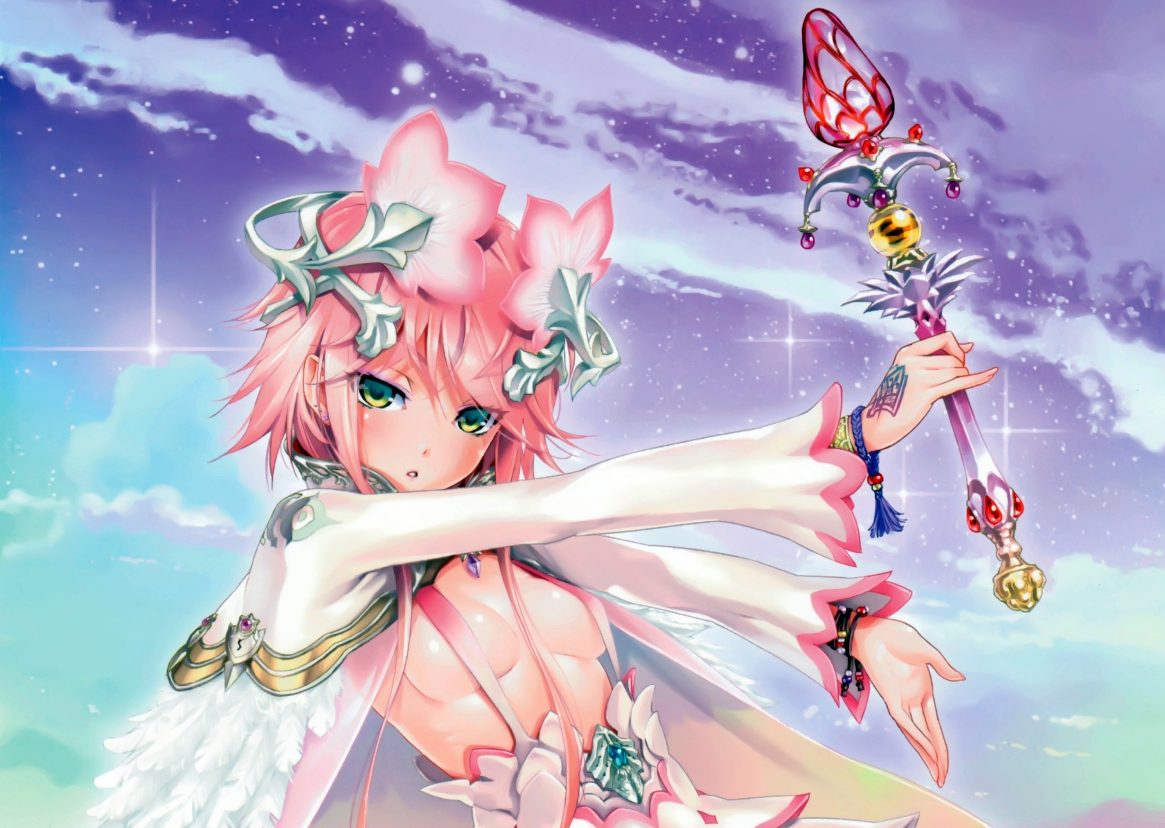 Anime girl with a magic staff