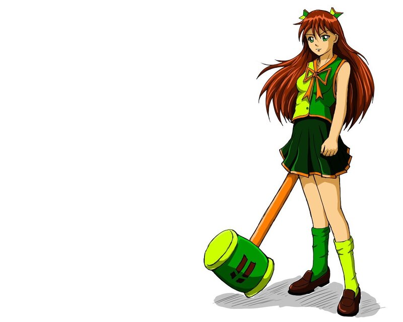 anime girl with a mallet